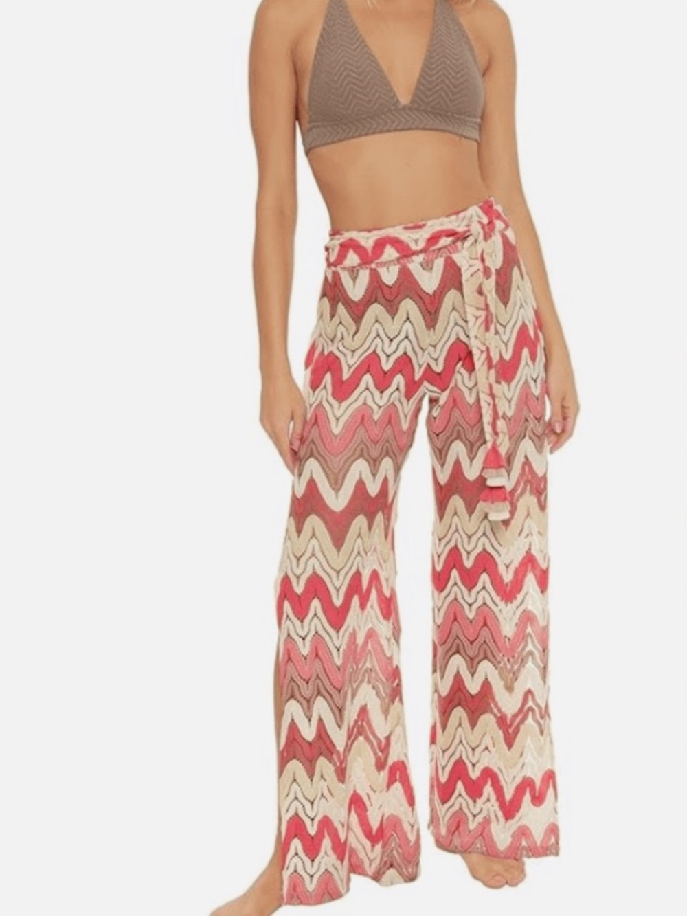 TRINA TURK Palisades Pants Swimsuit Cover Up Chevron Pattern Wide Leg Pull On